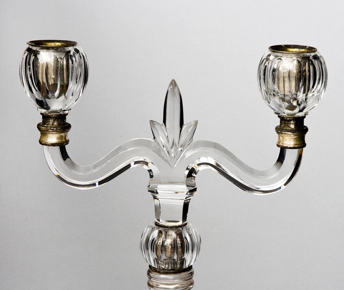 Pair of French Glass Candelabra, circa 1860 For Sale 1