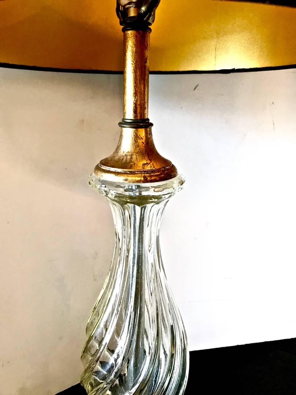 Mid-Century Modern Pair of French Glass Lamps