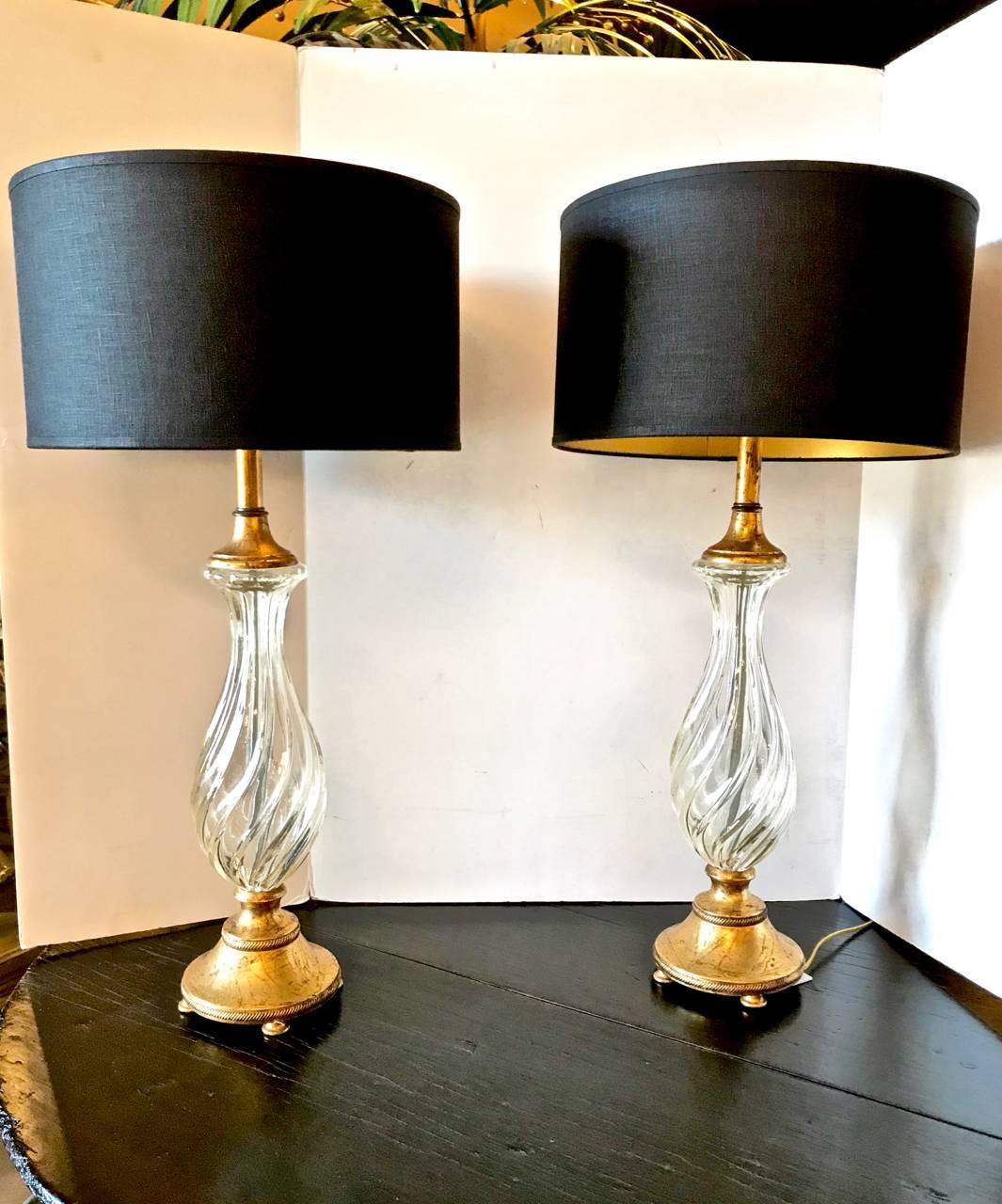 Pair of French Glass Lamps 1