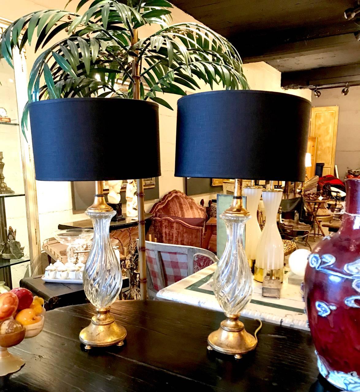 Pair of French Glass Lamps 2
