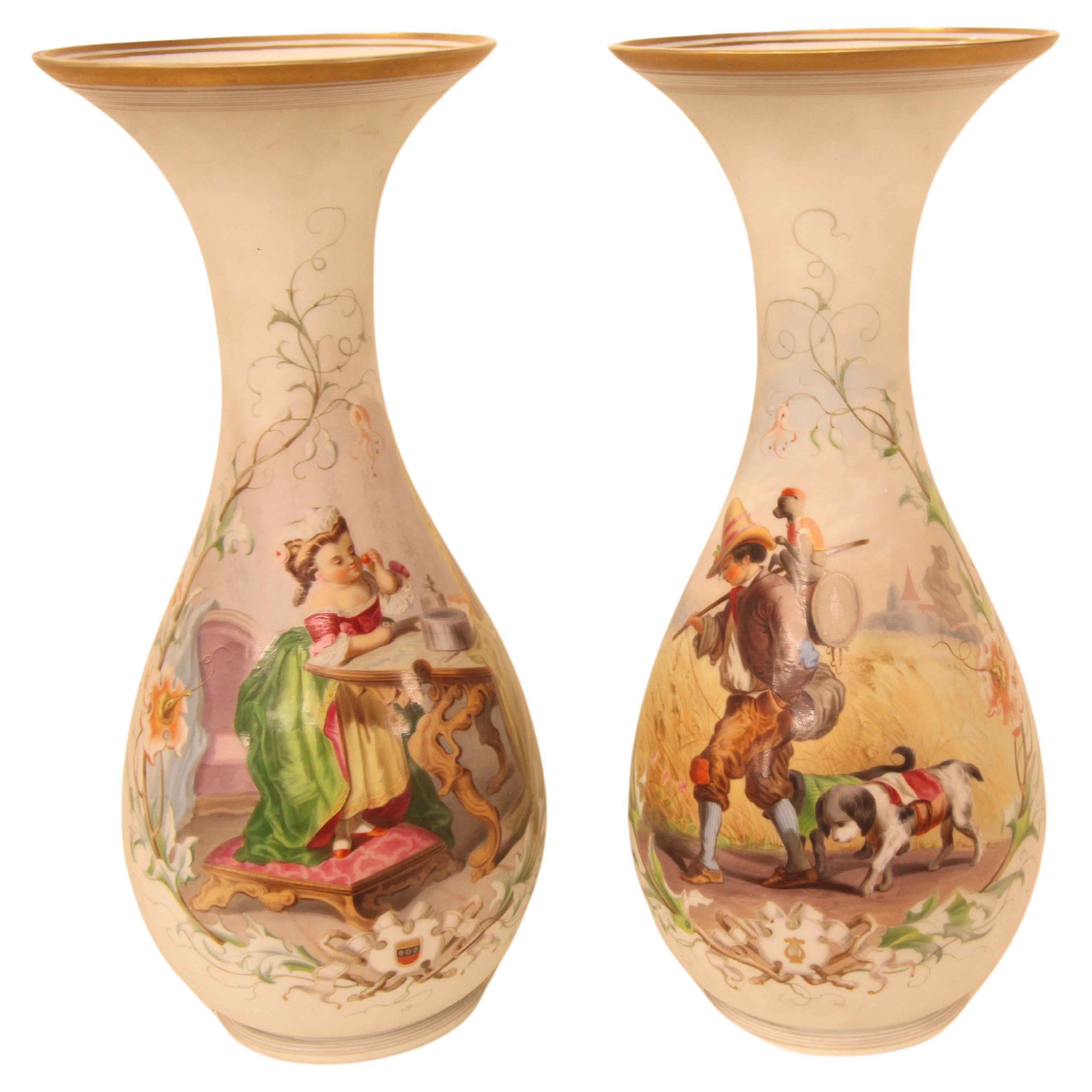 Pair French Glass Vases For Sale