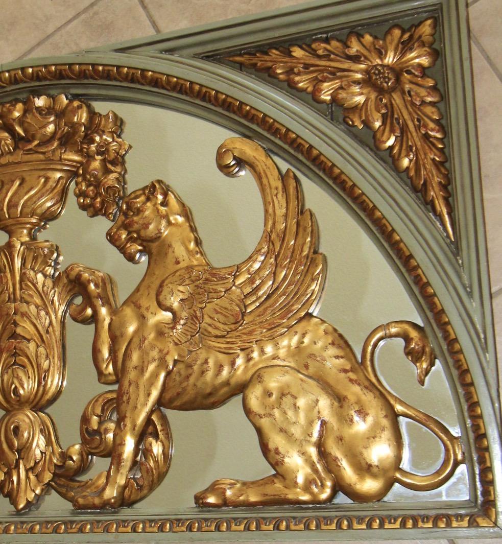 Pair French Griffin Lion Architectural Giltwood Boiserie Panels For Sale 5