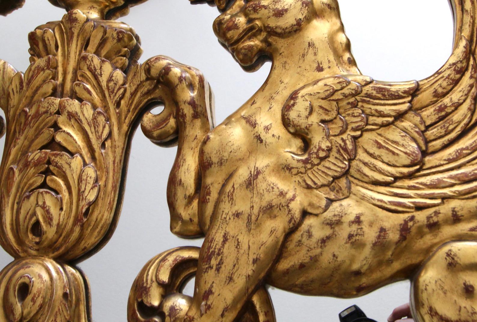 Pair French Griffin Lion Architectural Giltwood Boiserie Panels For Sale 9