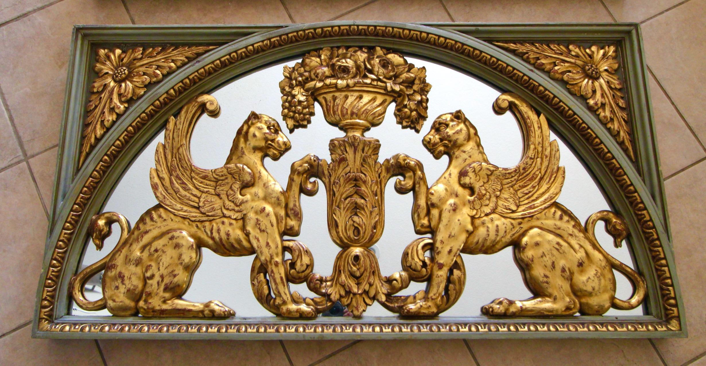 Pair French Griffin Lion Architectural Giltwood Boiserie Panels For Sale 14