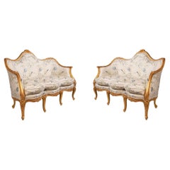 Pair French Hepplewhite Style Giltwood Sofas, circa 1860