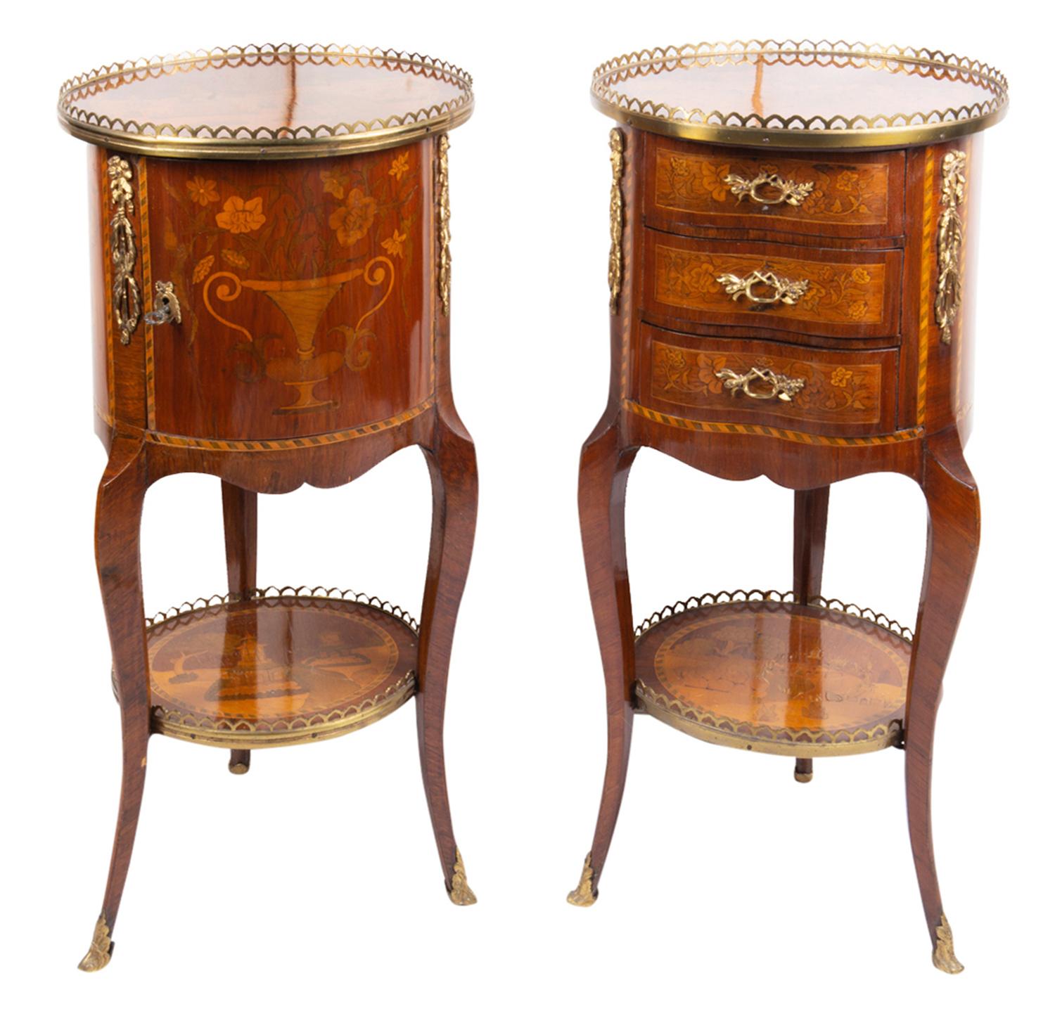 Inlay Pair of French Inlaid Side Cabinets, Louis XVI Style, circa 1900