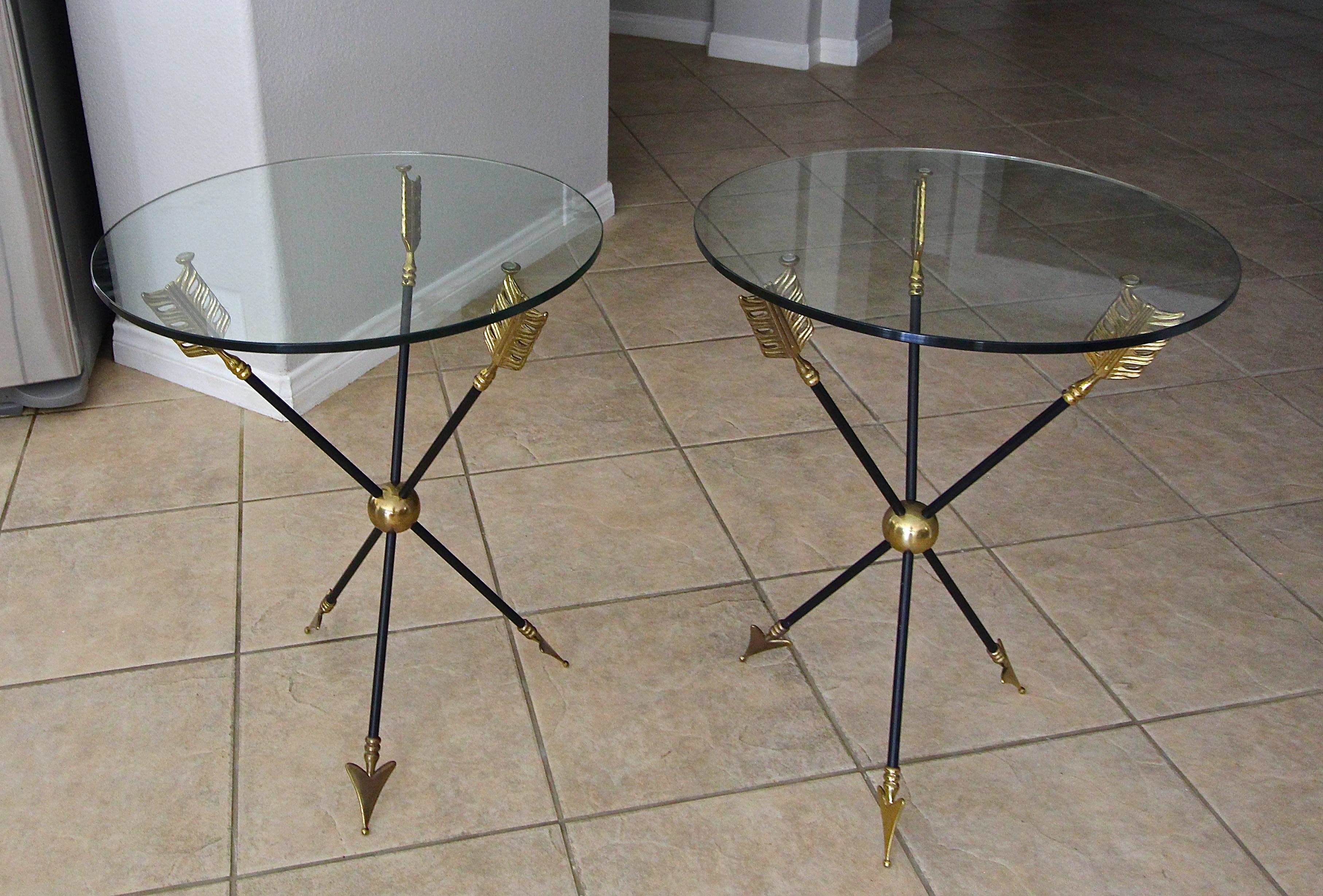 Pair of French Jansen Arrow Directoire Side Tables 10