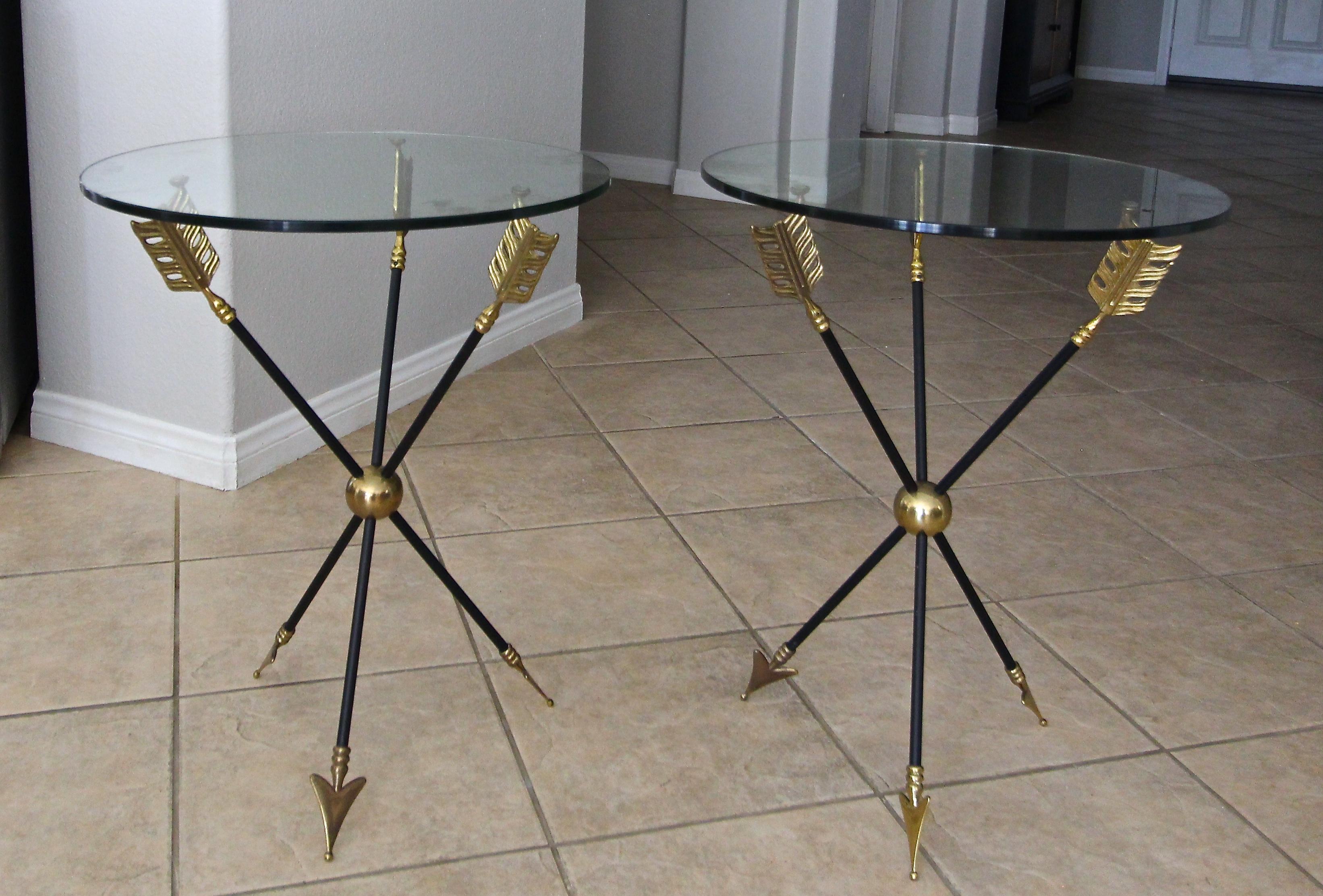 Pair of French Jansen Arrow Directoire Side Tables 11