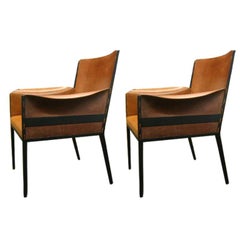 Pair  French Jean Michel Frank 1940's Style Chairs.