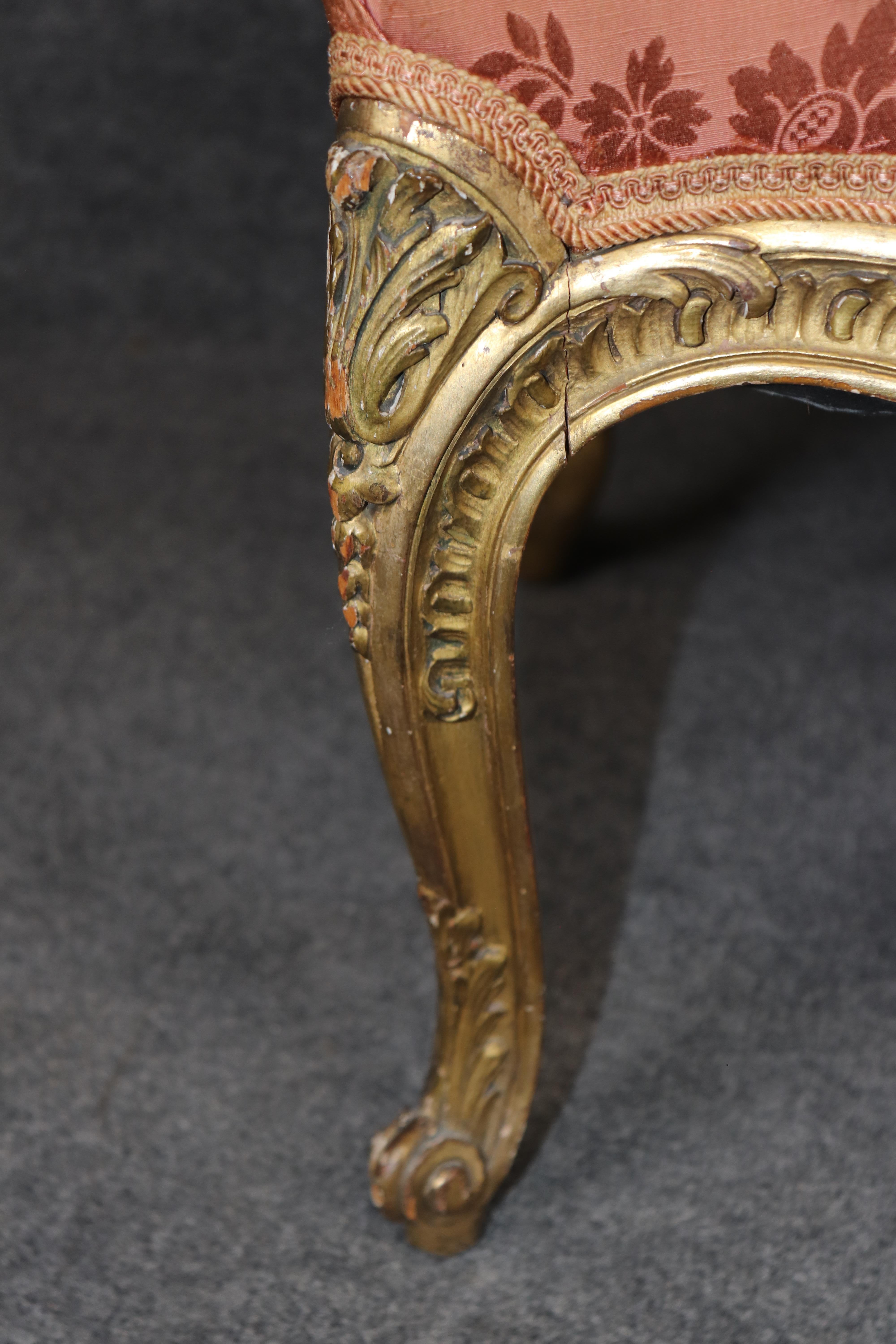 Pair French Late 19th century Louis xv Style carved gold gilt armchairs For Sale 1