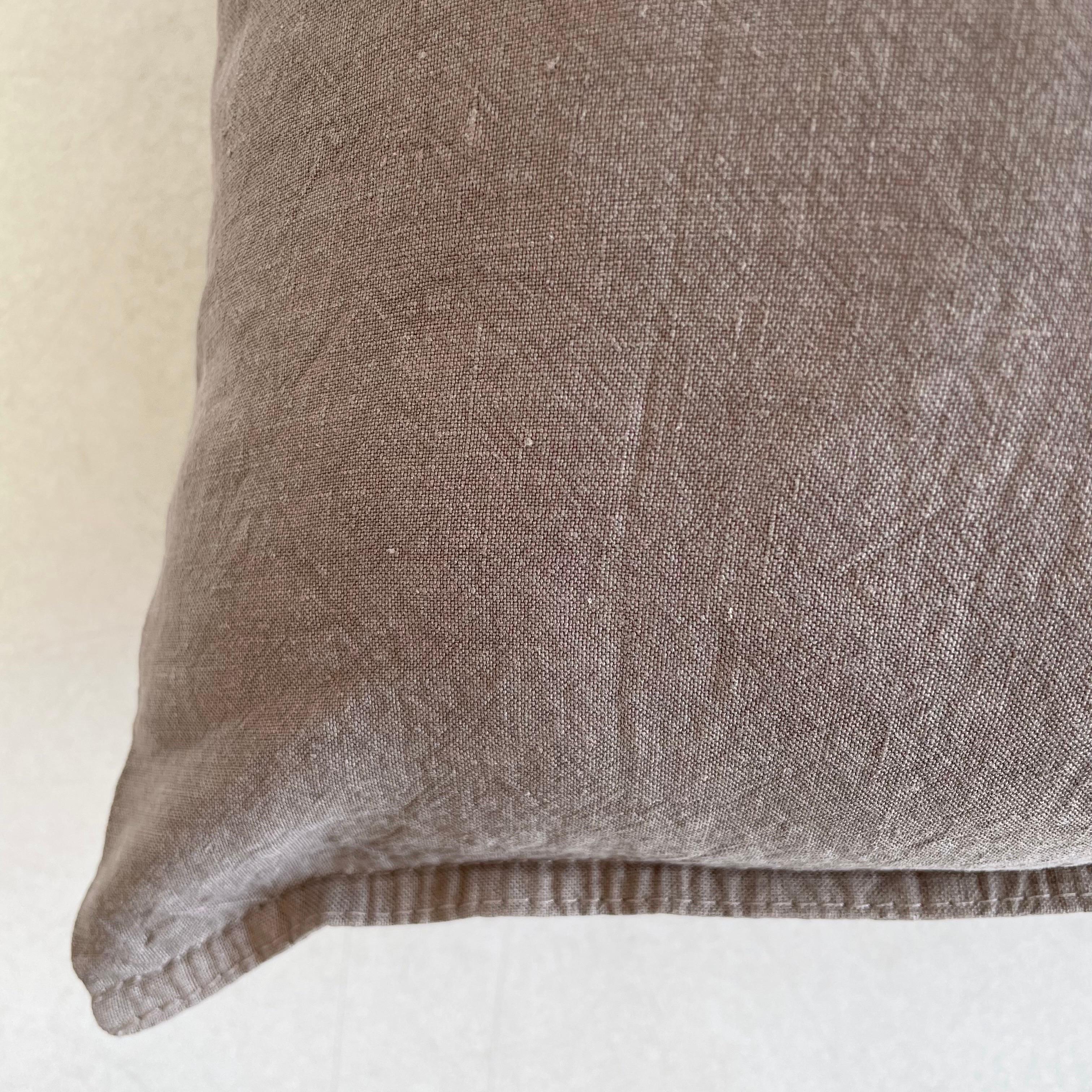 Pair French Linen Lumbar Pillow with Decorative Button Closure 2