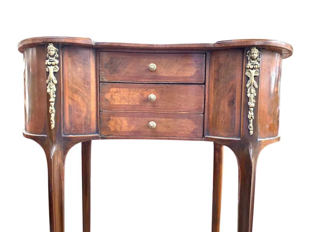 European Pair of French Louis Philippe Kidney Side Table Nightstands Bedside Chests