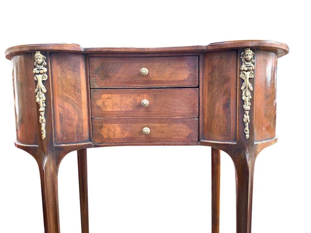 Pair of French Louis Philippe Kidney Side Table Nightstands Bedside Chests 2