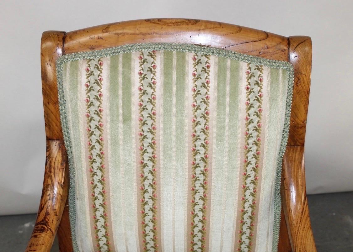 Pair French Louis Philippe Style Armchairs in Elm Wood In Good Condition For Sale In Atlanta, GA