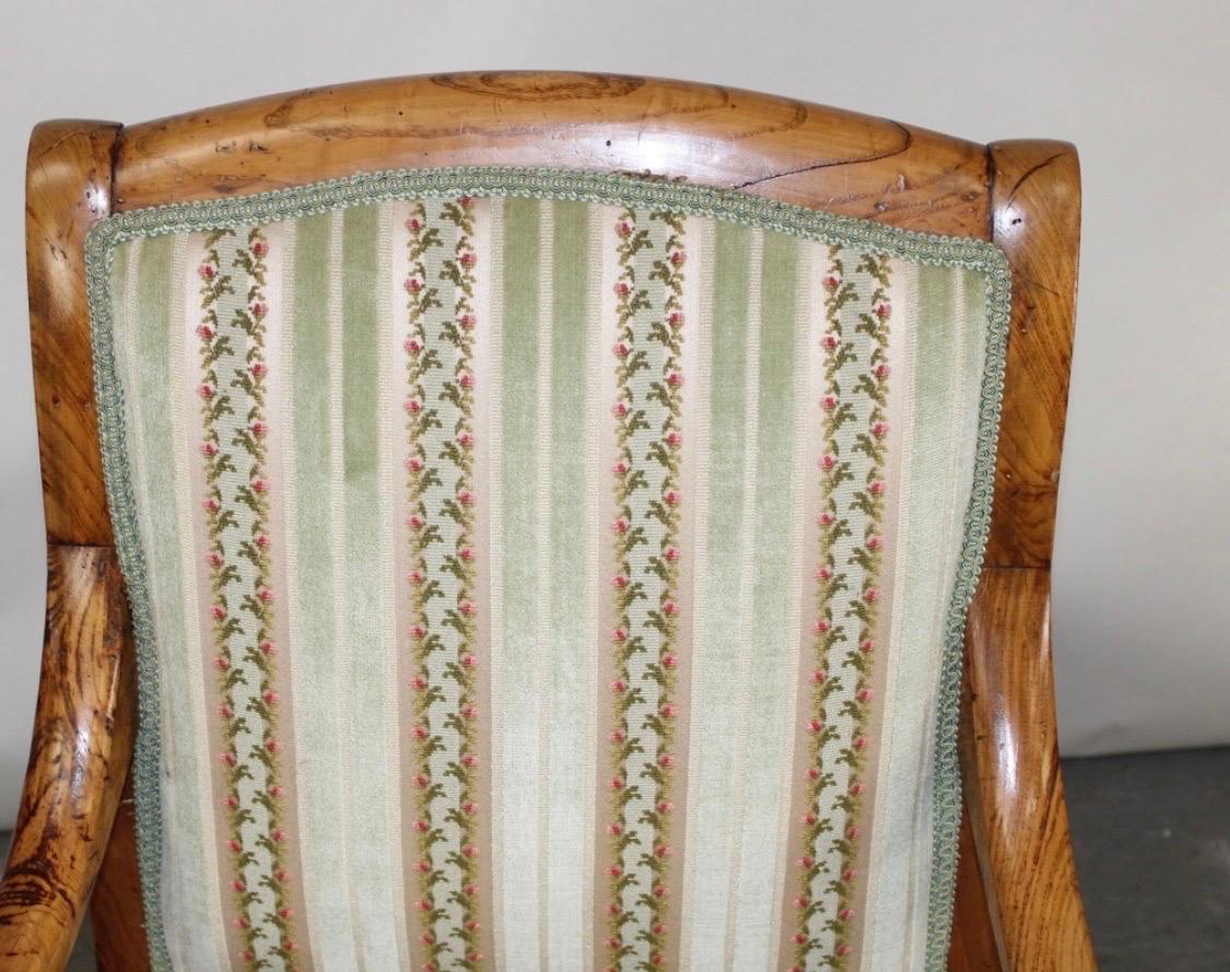 Late 19th Century Pair French Louis Philippe Style Armchairs in Elm Wood For Sale