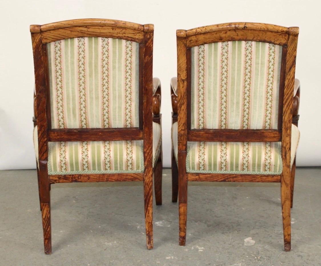 Pair French Louis Philippe Style Armchairs in Elm Wood For Sale 3