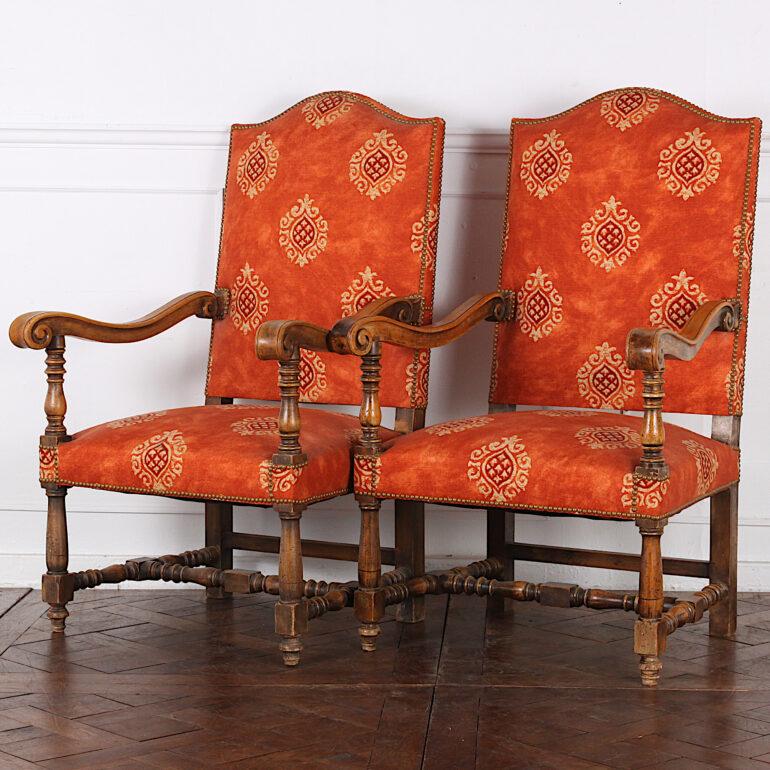 Pair of French Louis XIII Style Armchairs In Good Condition In Vancouver, British Columbia
