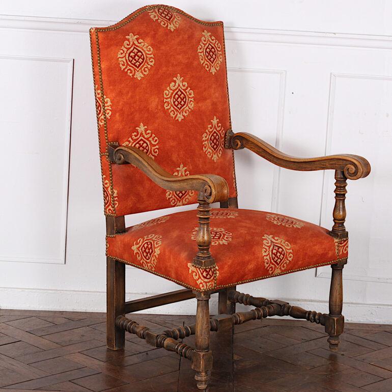 Beech Pair of French Louis XIII Style Armchairs