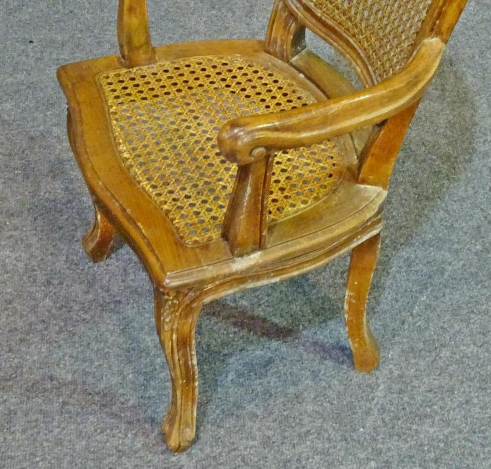 Mid-20th Century Pair of French Louis XV Child Sized Caned Armchairs, circa 1930s