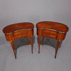 Pair of French Louis XV Kingwood & Ormolu Kidney Shaped Side Tables, circa 1920