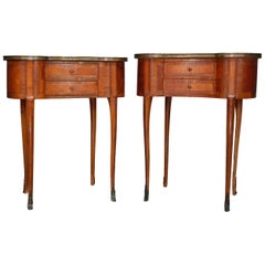 Pair of French Louis XV Kingwood & Ormolu Kidney Shaped Side Tables, circa 1920