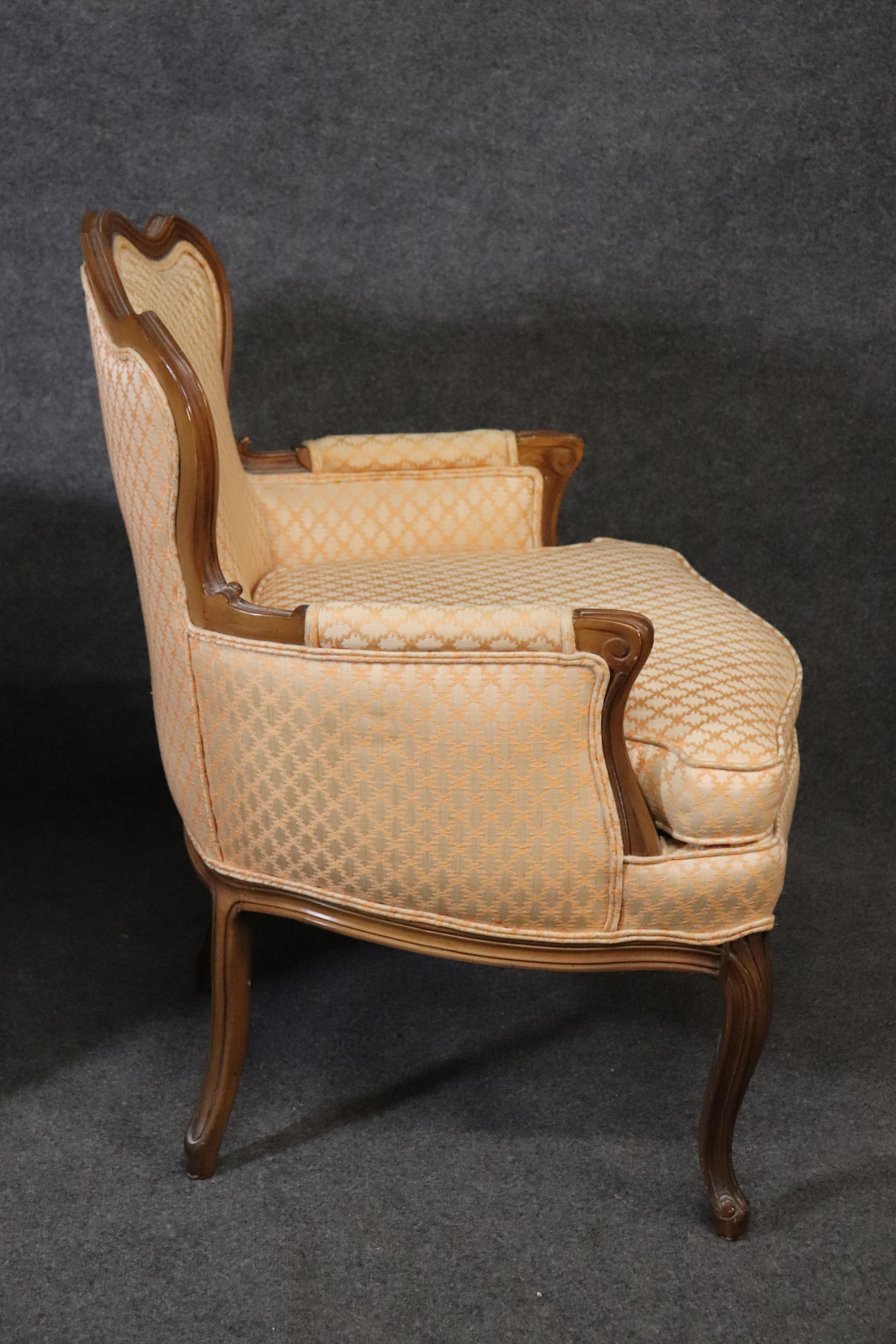 Pair of French Louis XV Style Carved Walnut Bergère Club Chairs, circa 1950 6