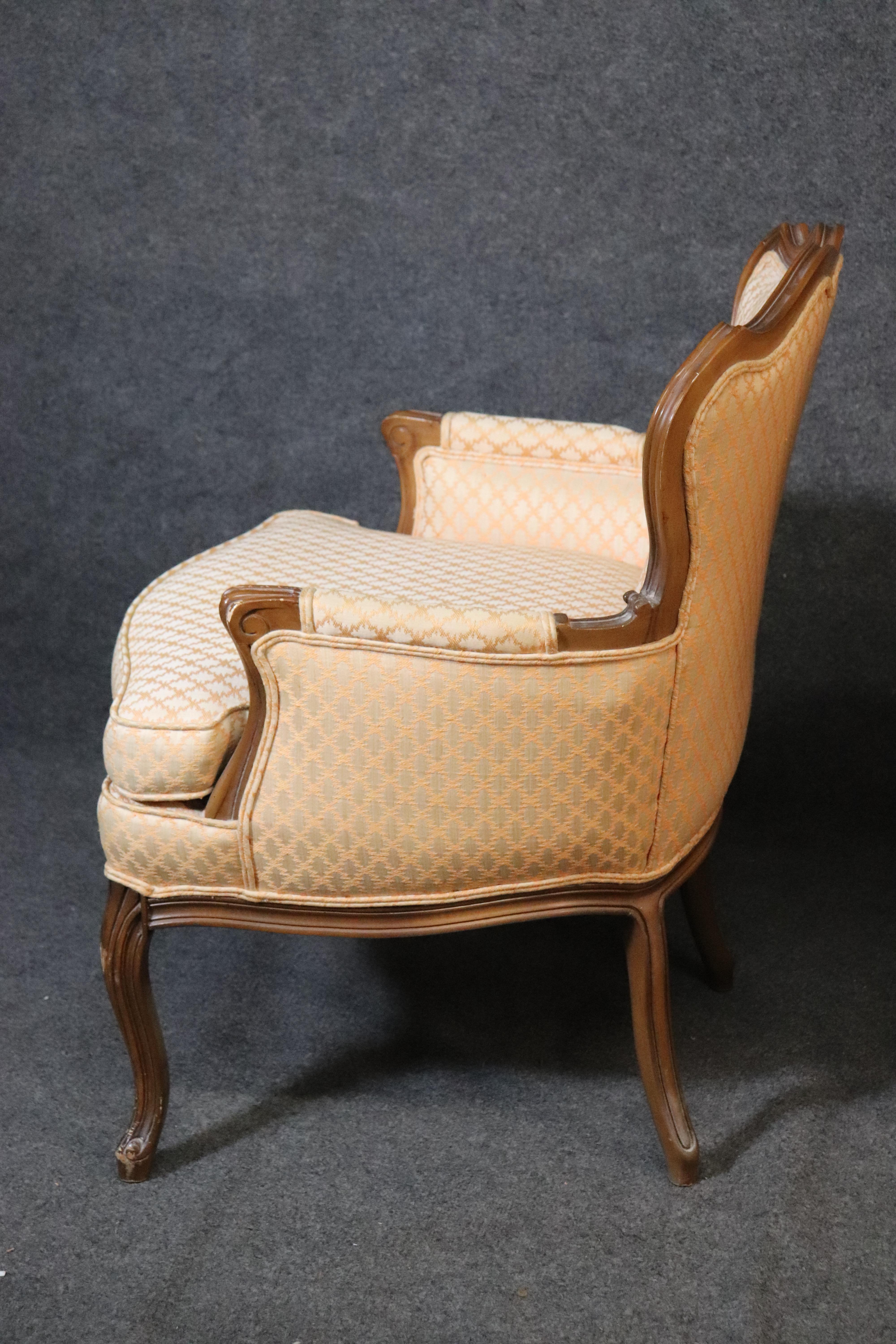 Pair of French Louis XV Style Carved Walnut Bergère Club Chairs, circa 1950 7