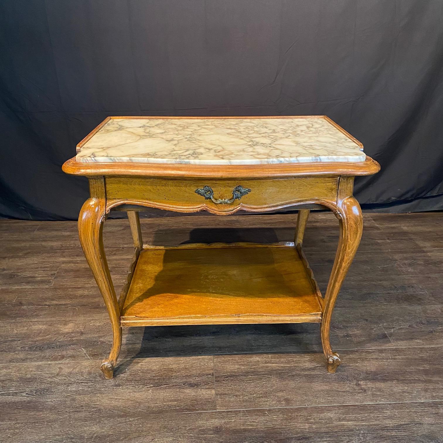 Pair French Louis XV Style End Tables with Exquisite Marble Tops For Sale 9