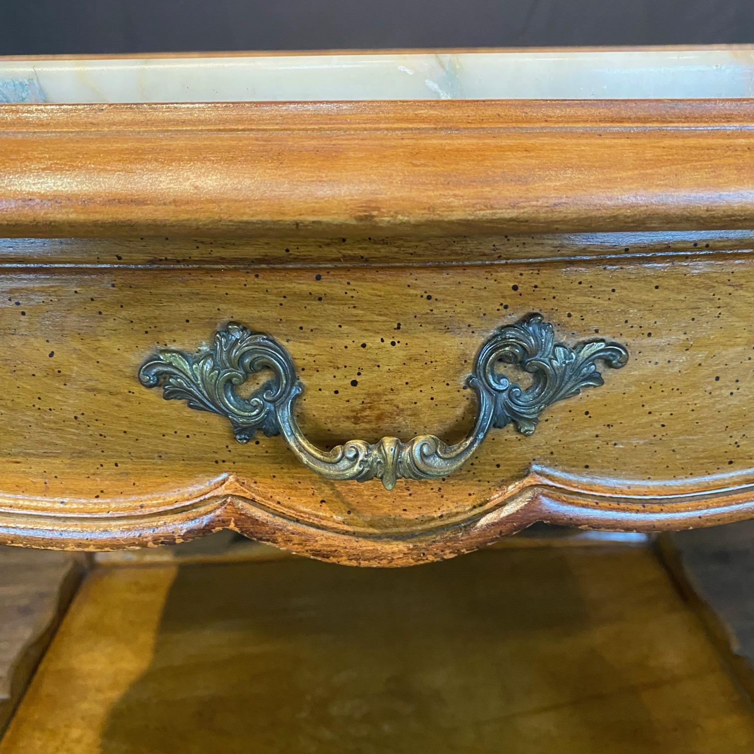 Pair French Louis XV Style End Tables with Exquisite Marble Tops For Sale 1