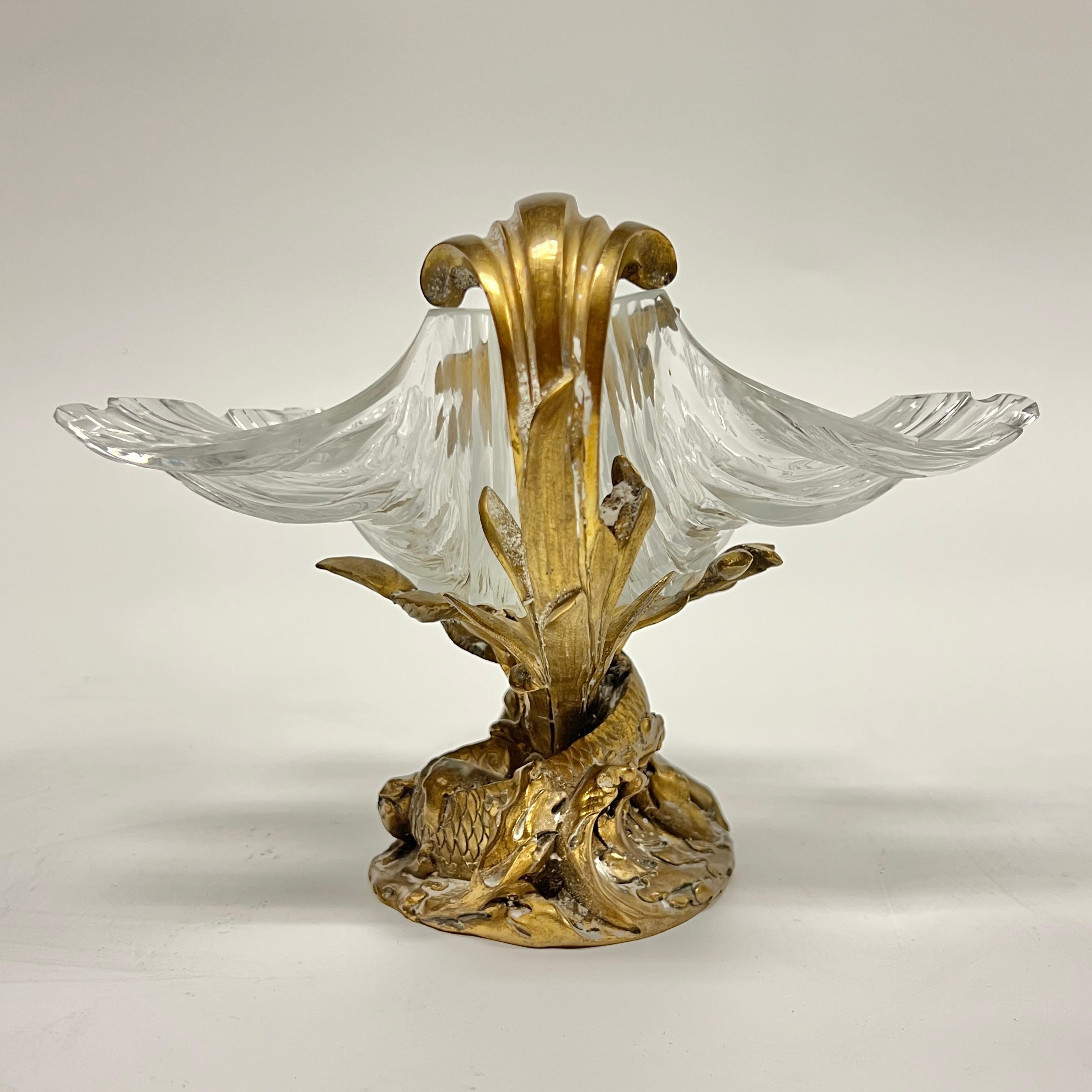 Paar französische Louis XV Stil vergoldete Bronze geschliffenes Glas Tazza / Dishes / Tafelaufsätze im Angebot 3