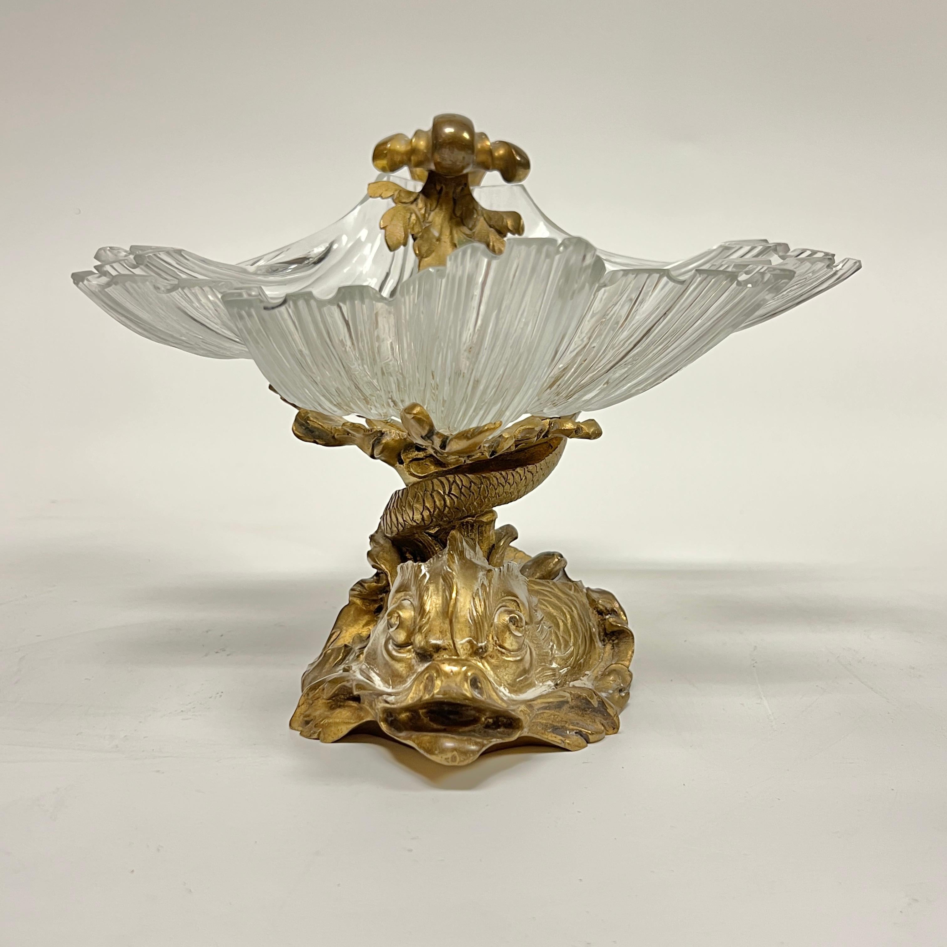 Paar französische Louis XV Stil vergoldete Bronze geschliffenes Glas Tazza / Dishes / Tafelaufsätze im Angebot 5