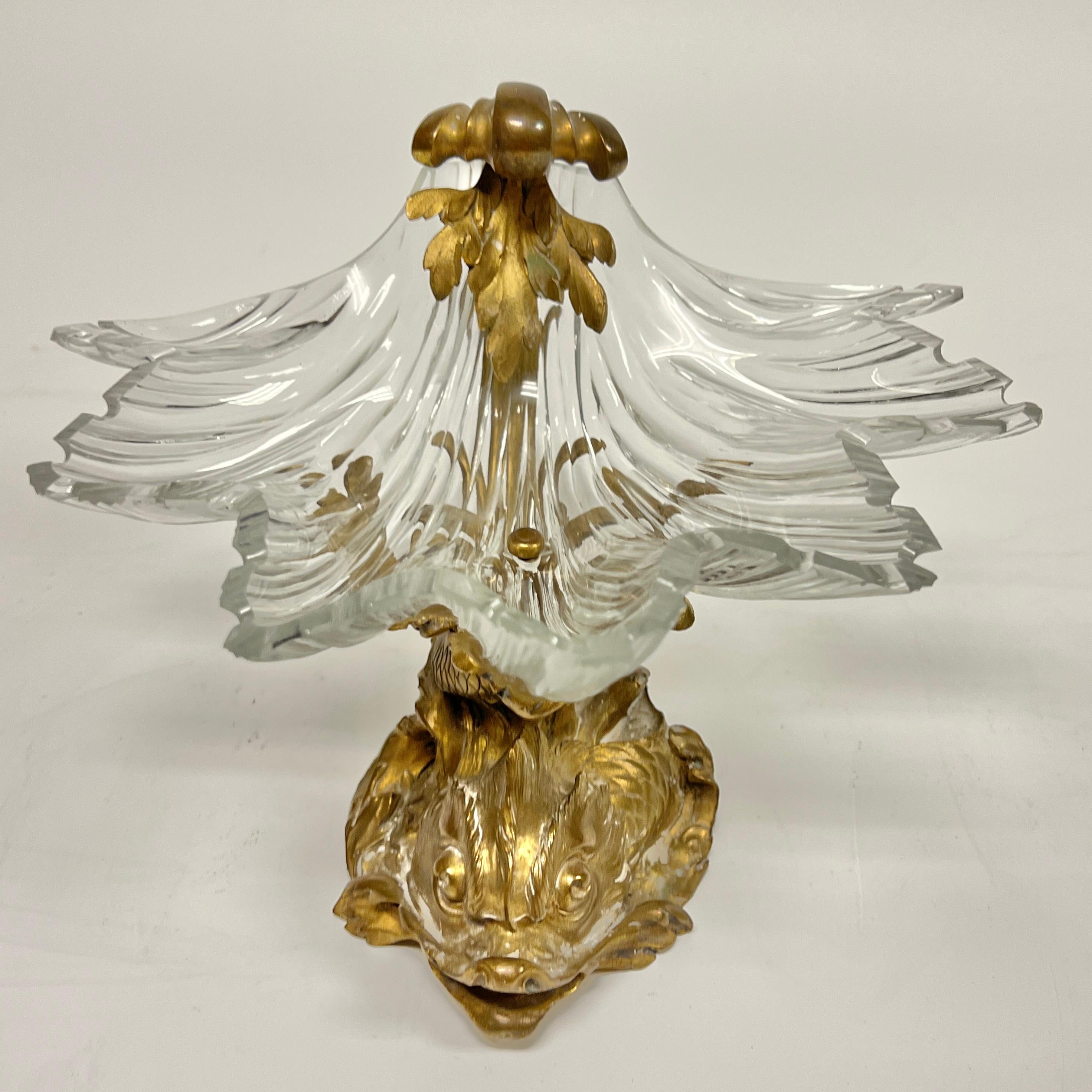 Paar französische Louis XV Stil vergoldete Bronze geschliffenes Glas Tazza / Dishes / Tafelaufsätze im Angebot 6