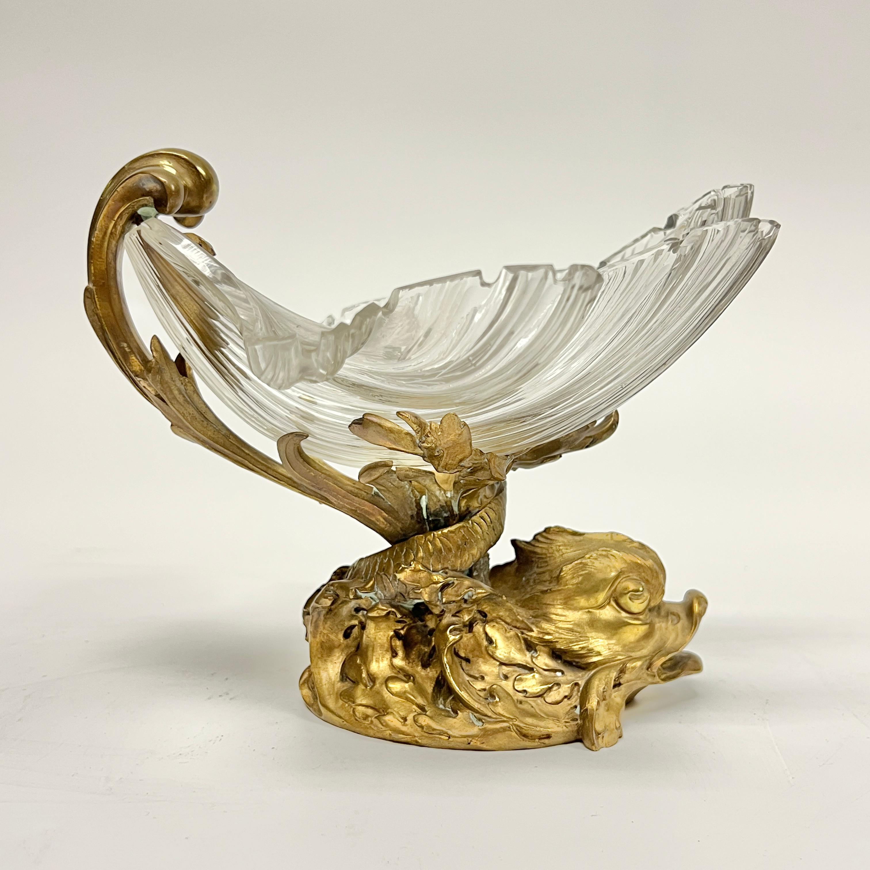 Paar französische Louis XV Stil vergoldete Bronze geschliffenes Glas Tazza / Dishes / Tafelaufsätze im Angebot 11