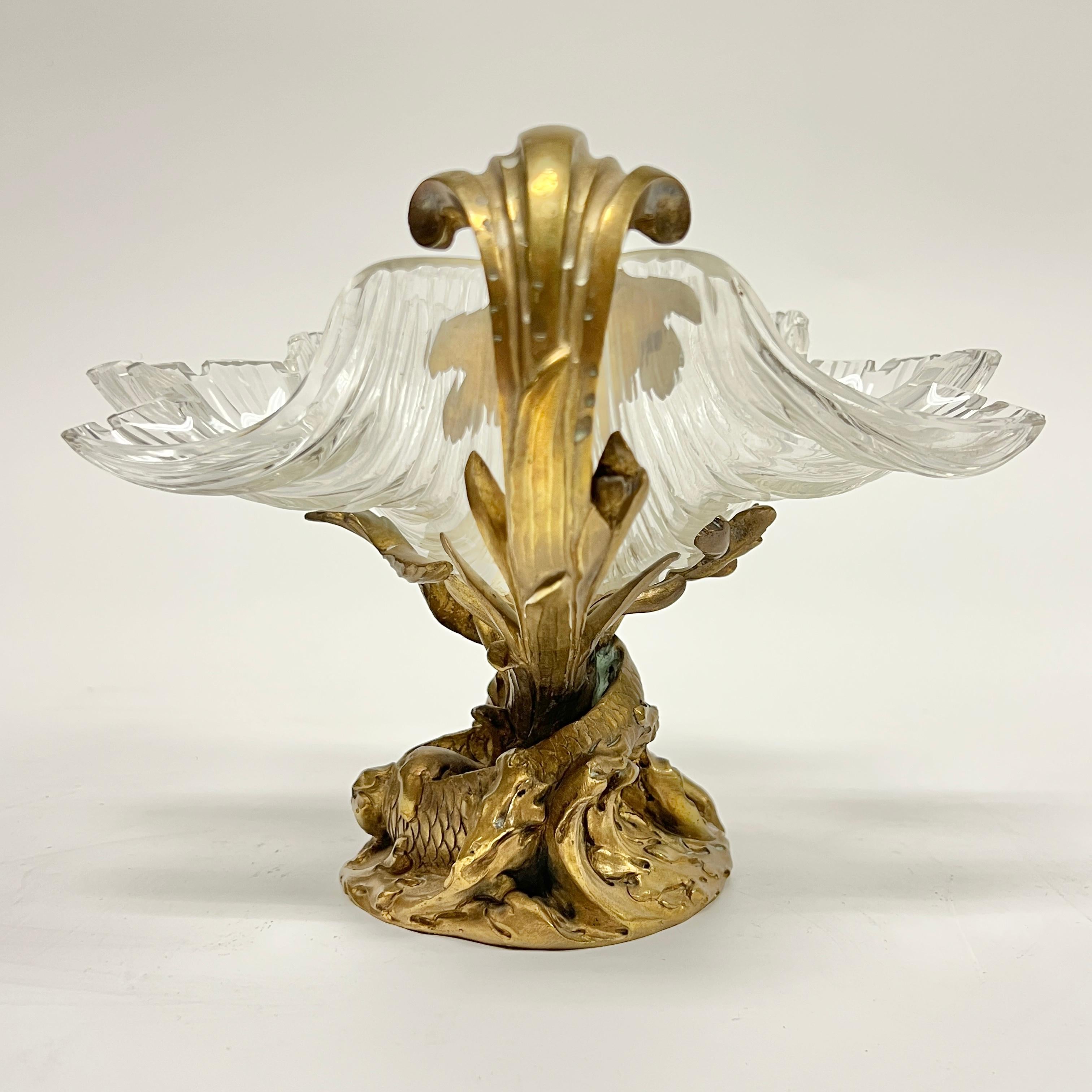 Paar französische Louis XV Stil vergoldete Bronze geschliffenes Glas Tazza / Dishes / Tafelaufsätze im Angebot 12