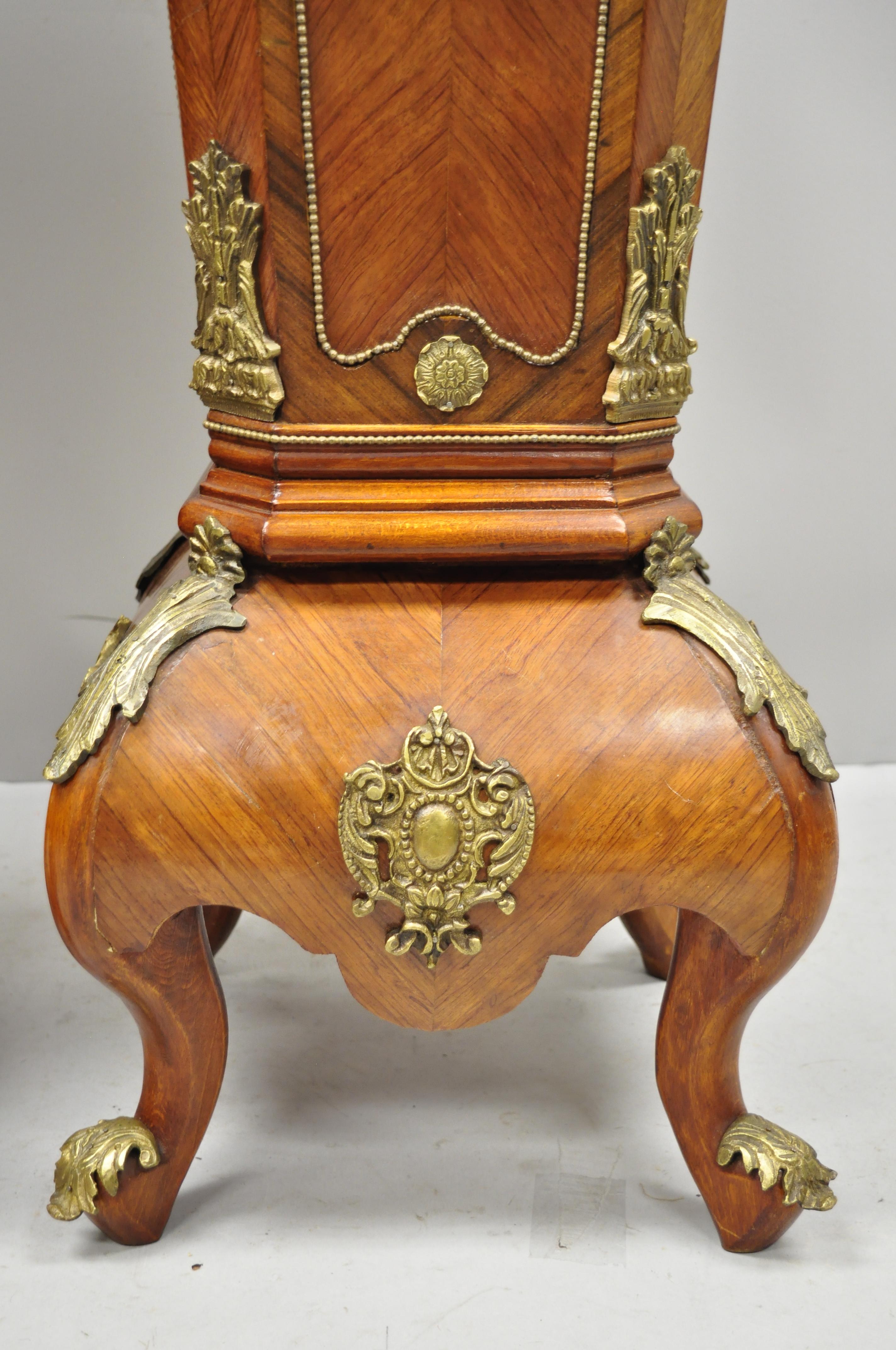 Pair of Louis XV Style Marble-Top Bombe Reproduction Pedestal Plant Stands 3