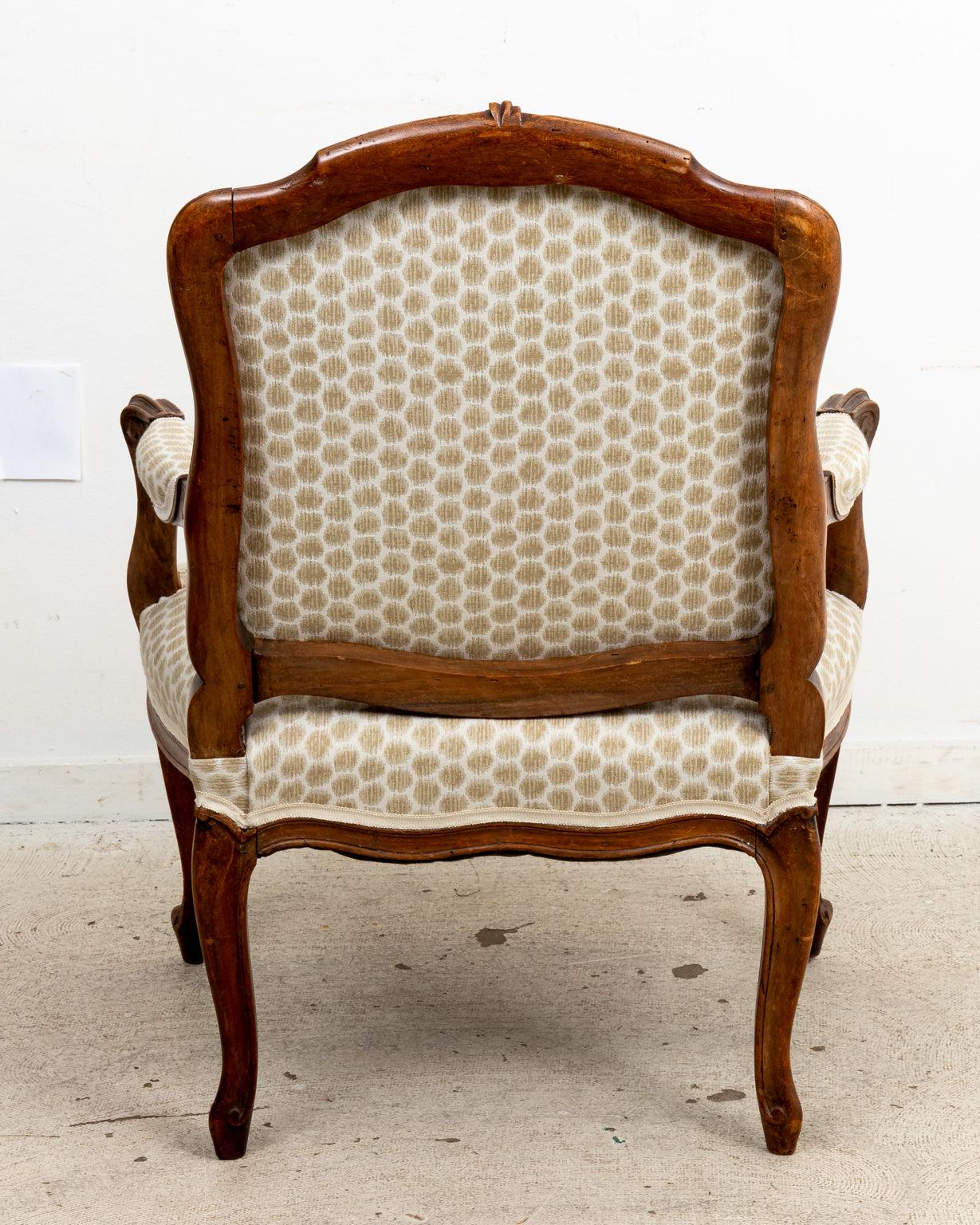 Pair French Louis XV Upholstered Fauteuils For Sale 6