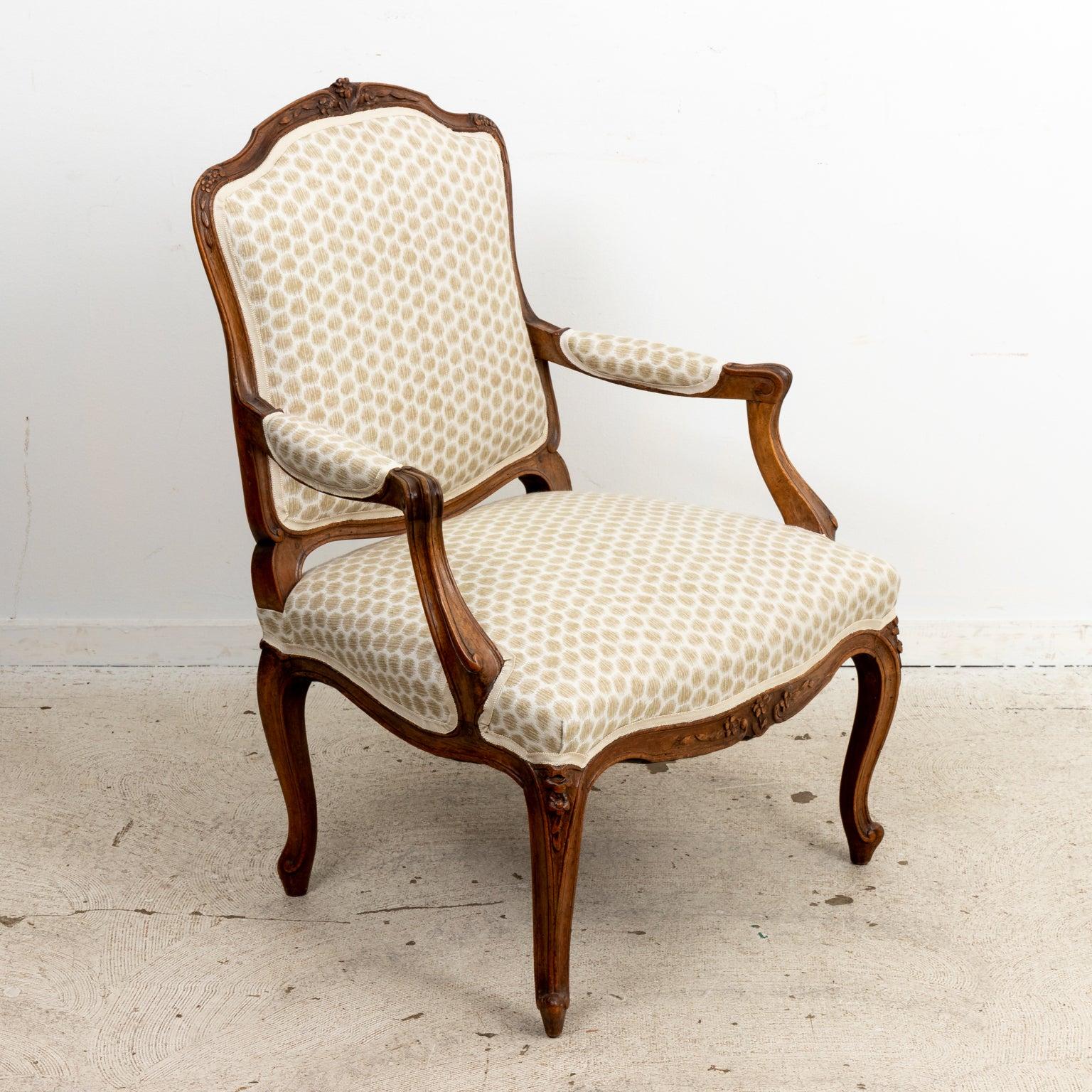 Pair French Louis XV Upholstered Fauteuils For Sale 3