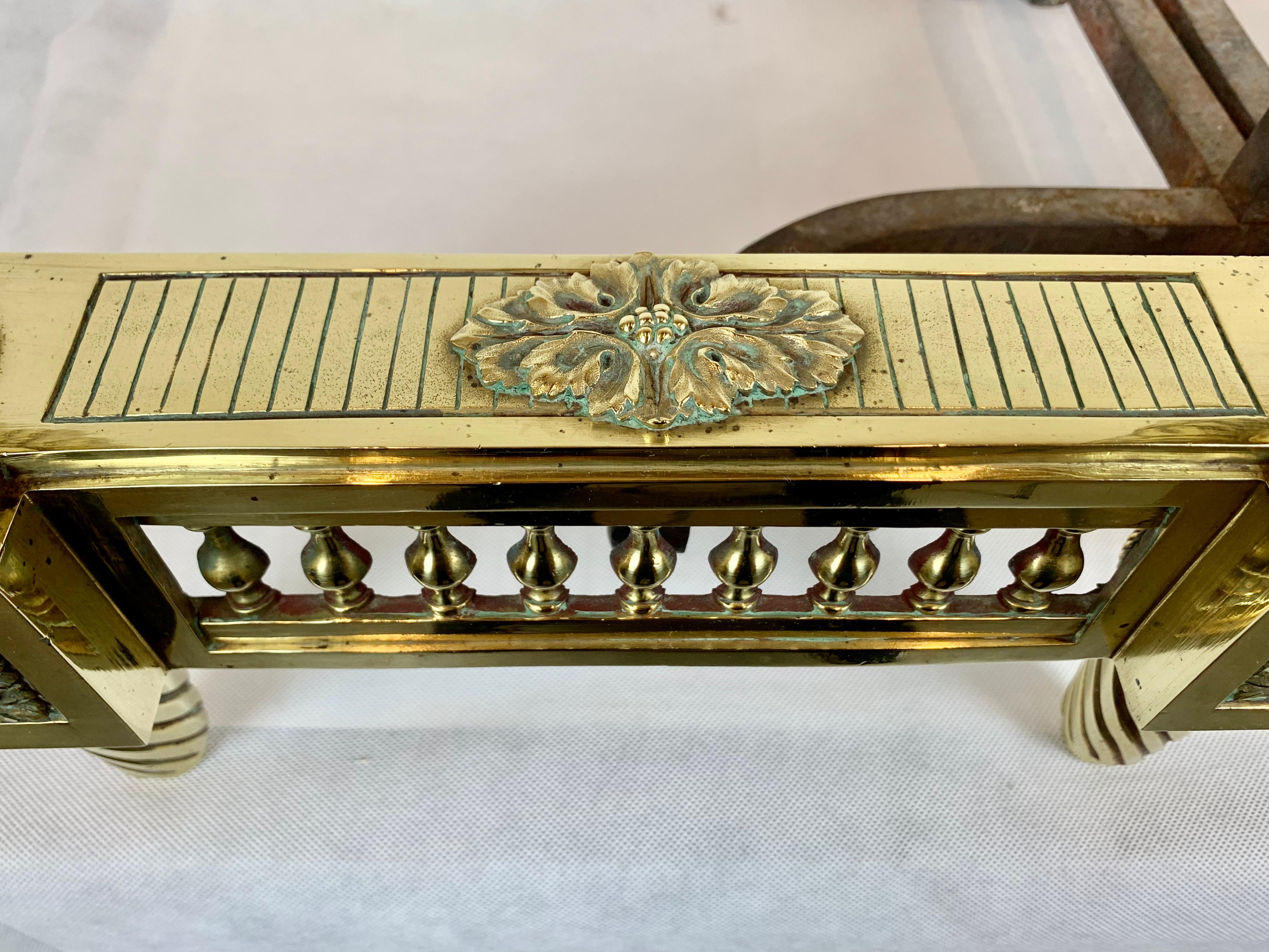 Golden Bronze Andirons, Louis XVI Style, France, 19th c. For Sale 6
