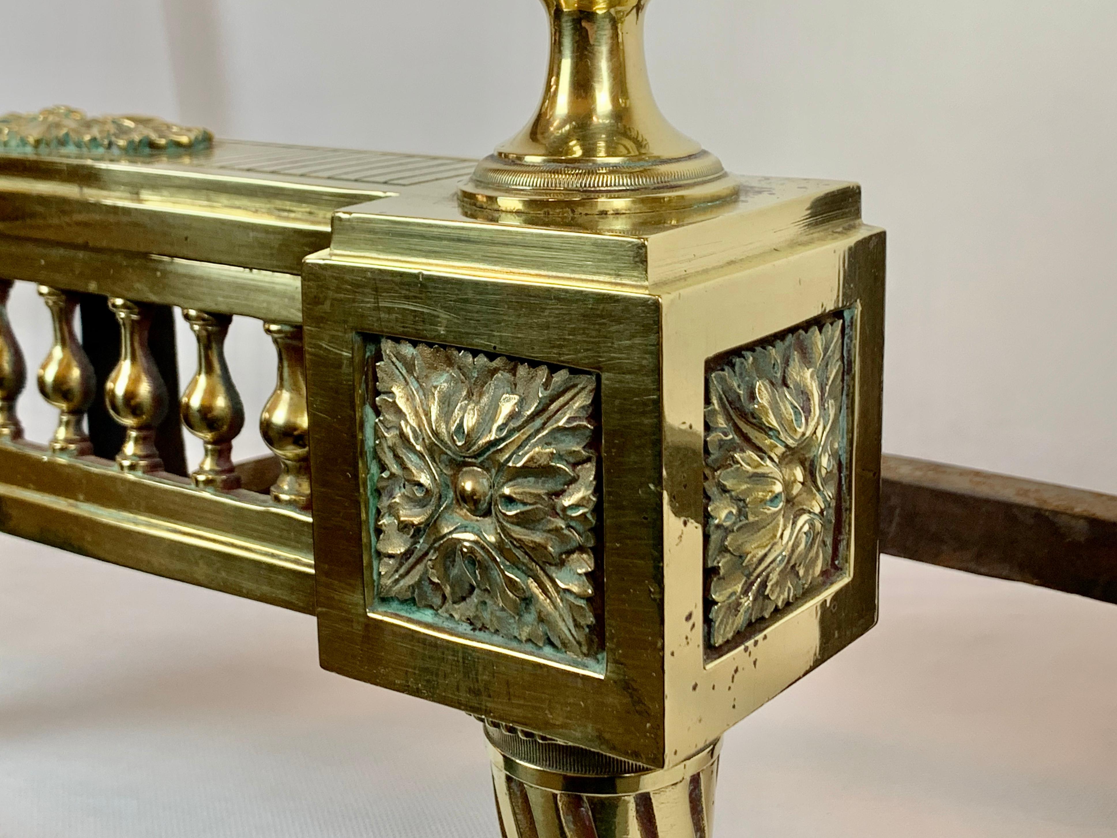Golden Bronze Andirons, Louis XVI Style, France, 19th c. For Sale 1