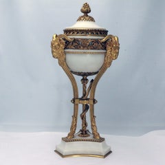 Pair of French Louis XVI  White Marble and Gilt Bronze