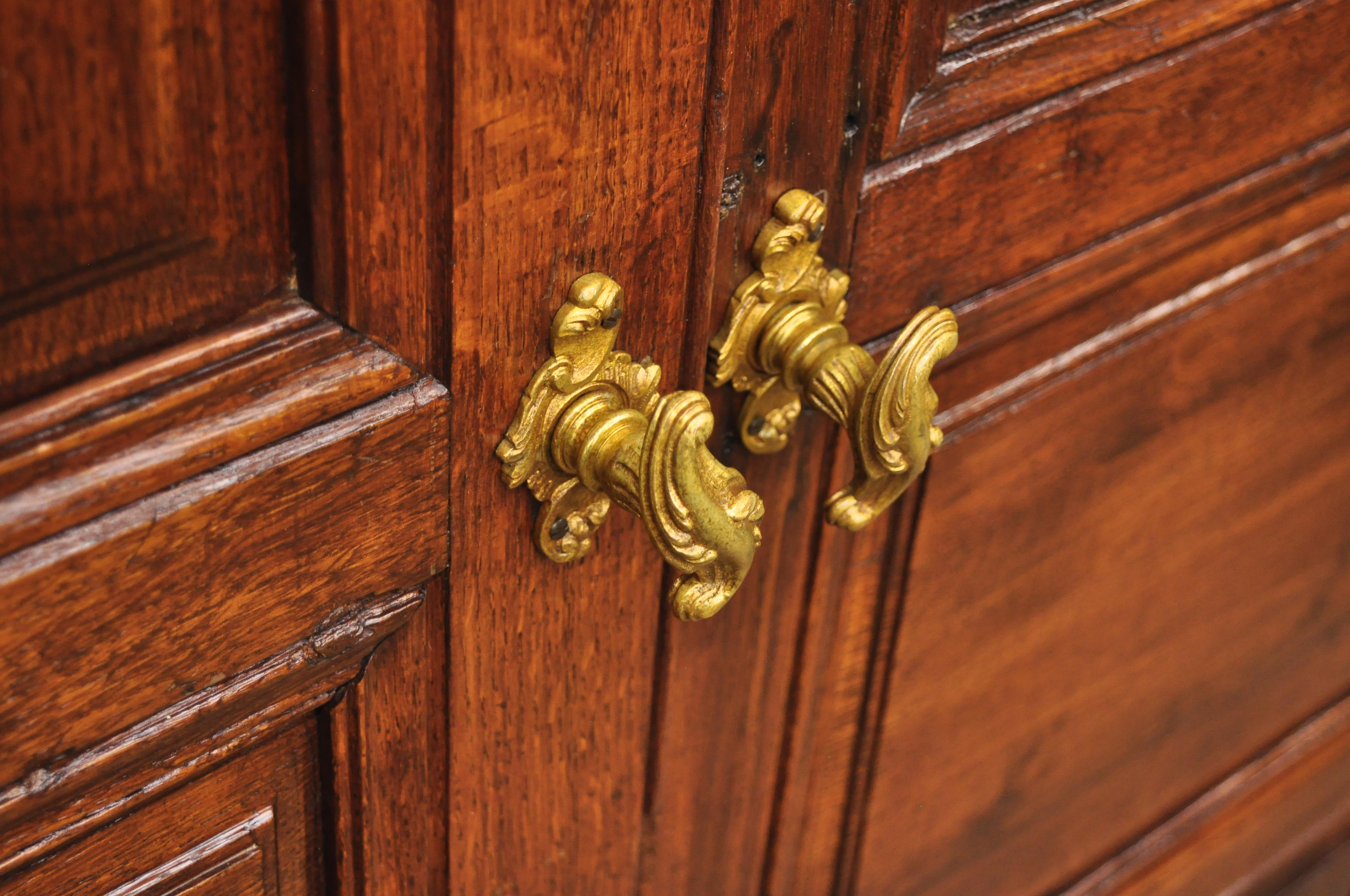 Pair of Louis XVI Oak Interior Double Doors with Bronze Rococo Door Knob ‘B’ 1