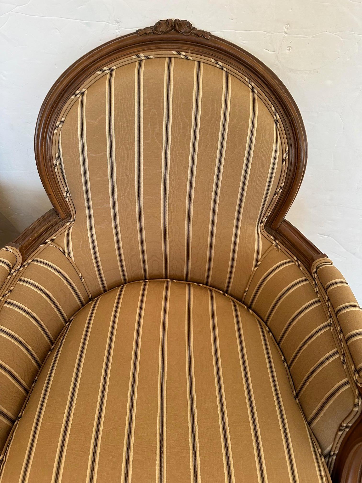 Upholstery Pair French Louis XVI Style Bergeres For Sale