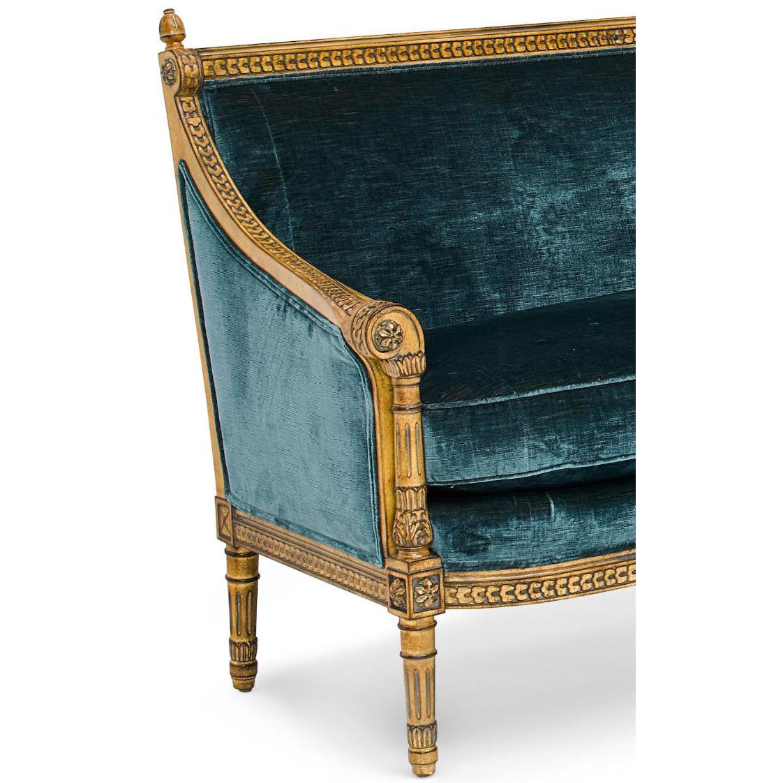 Paire de canapés ou de fauteuils Bergère de style Louis XVI, sculptés et dorés au laqué Bon état - En vente à Los Angeles, CA