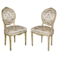 Pair French Louis XVI Style Painted Side Chairs
