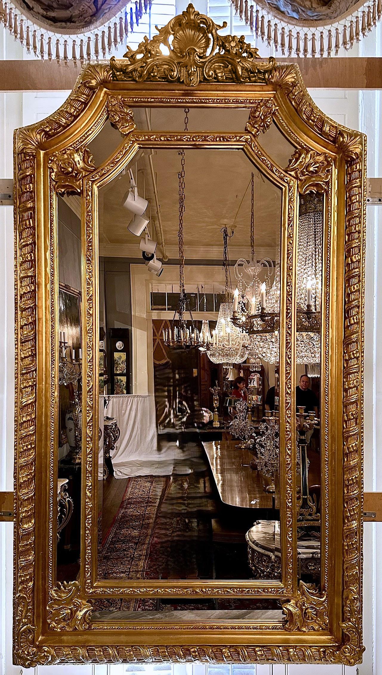 Pair French Louis XVI Style Paneled and Beveled Gold Mirrors. In Good Condition For Sale In New Orleans, LA