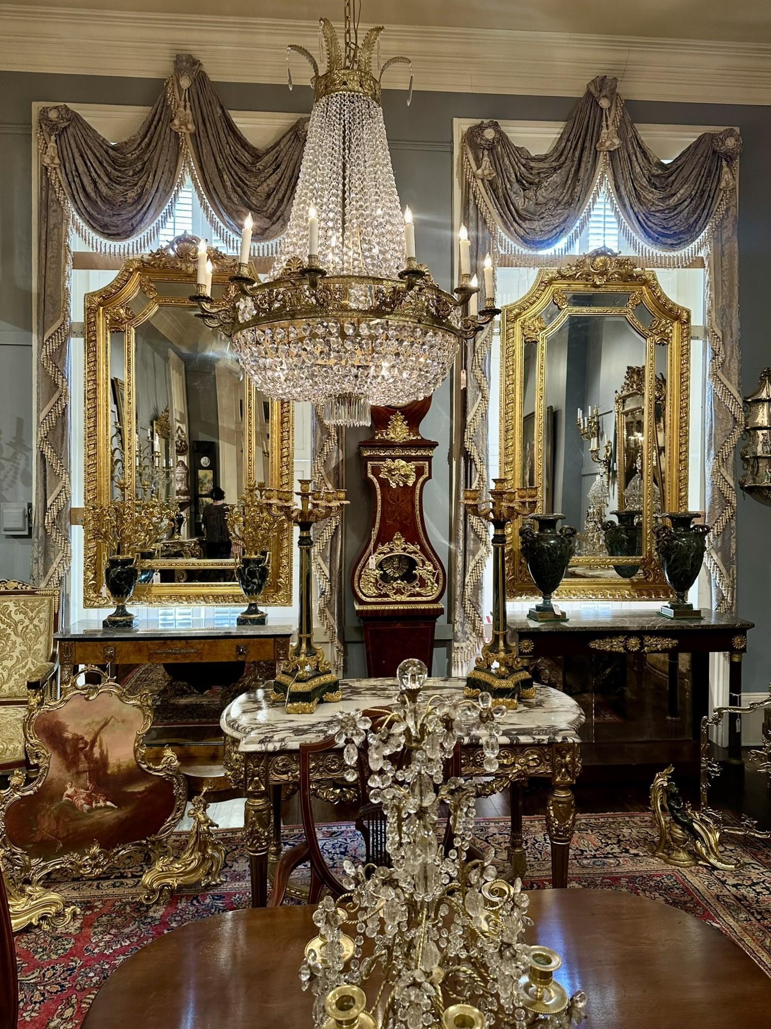 Pair French Louis XVI Style Paneled and Beveled Gold Mirrors. For Sale 5