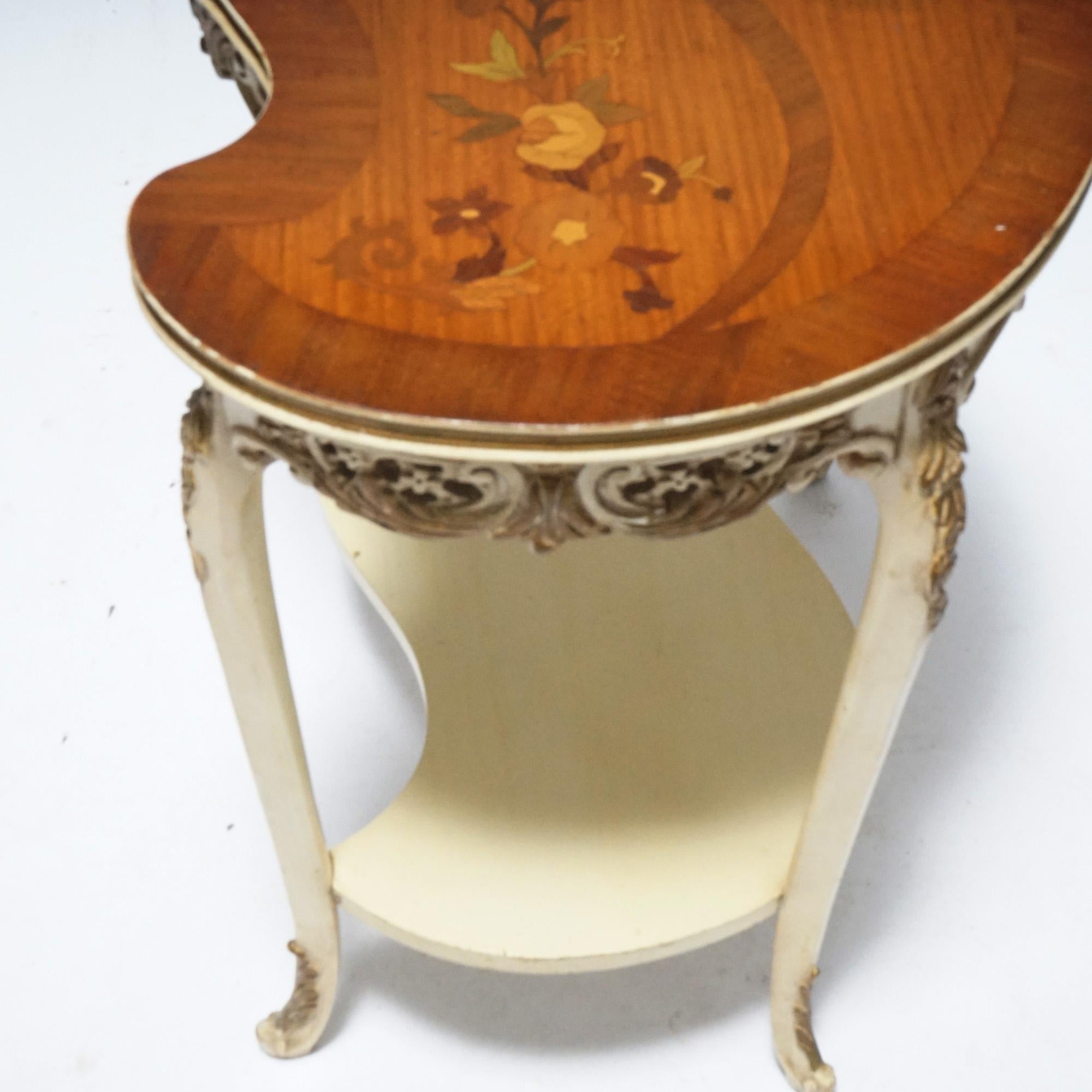 Pair French Louis XVI Style Satinwood Marquetry Serpentine Side Tables, C1930 5