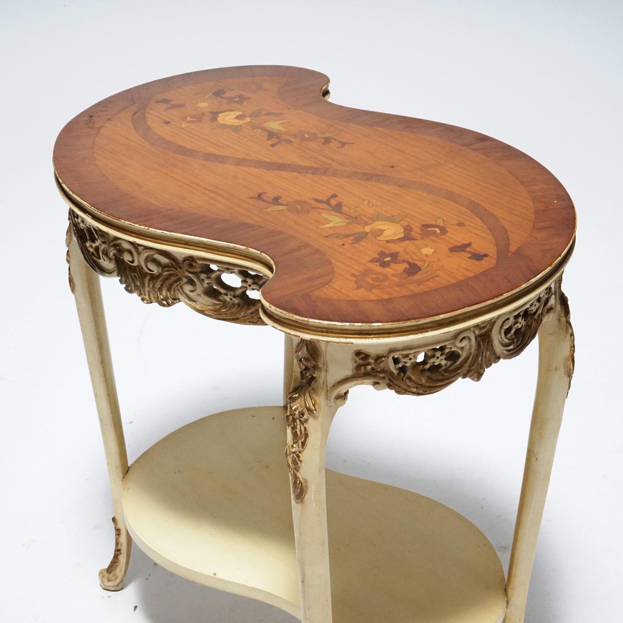 Pair French Louis XVI Style Satinwood Marquetry Serpentine Side Tables, C1930 6