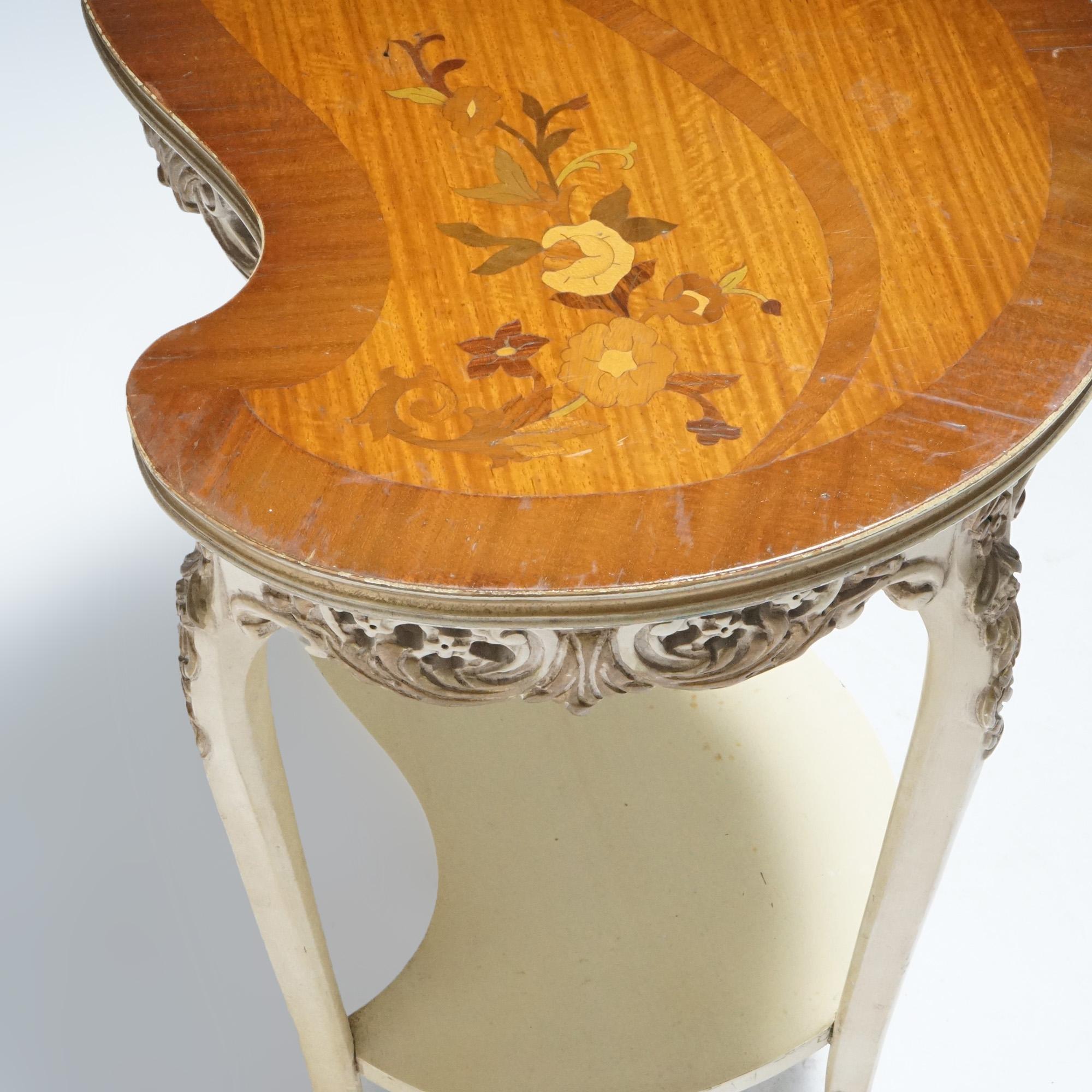 Pair French Louis XVI Style Satinwood Marquetry Serpentine Side Tables, C1930 8