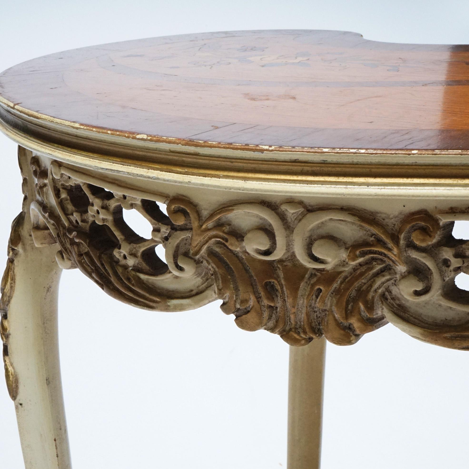 Pair French Louis XVI Style Satinwood Marquetry Serpentine Side Tables, C1930 9
